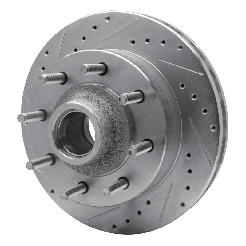 Ford F-250 Brake Rotor (1) - Front Left - R1 Concepts - Drilled & Slotted - Silver - `03-`05
